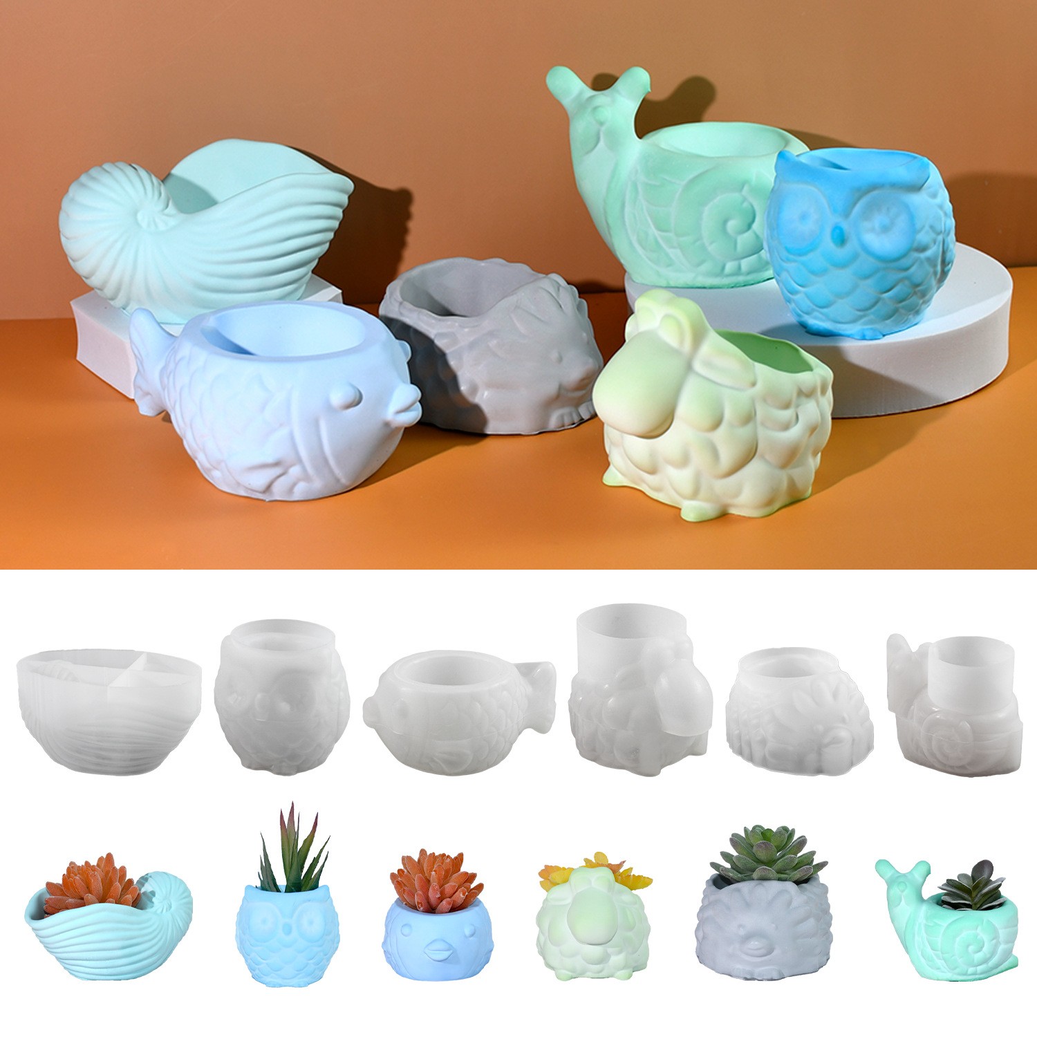 Succulent Set - ثلاثية الأبعاد الحيوان اناء للزهور قالب