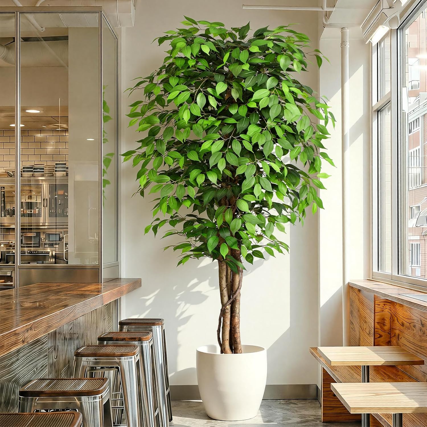 Fiddle Leaf Fig - شجرة التين الاصطناعية الواقعية ذات الجذع