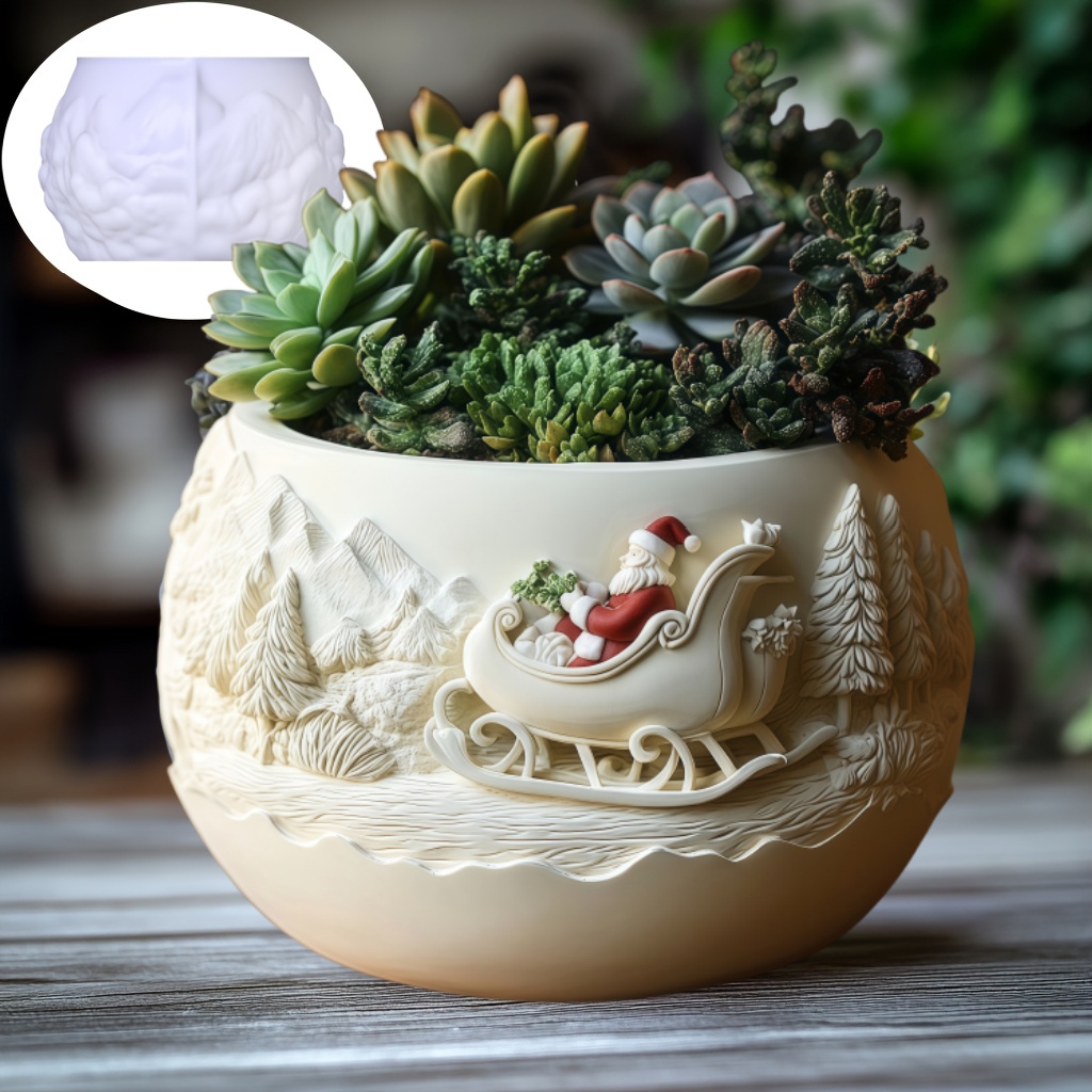 Succulent Set - زلاجات الأرز سانتا كلوز الإغاثة شمعة